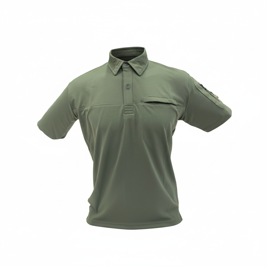 Green polo shirt on a white background