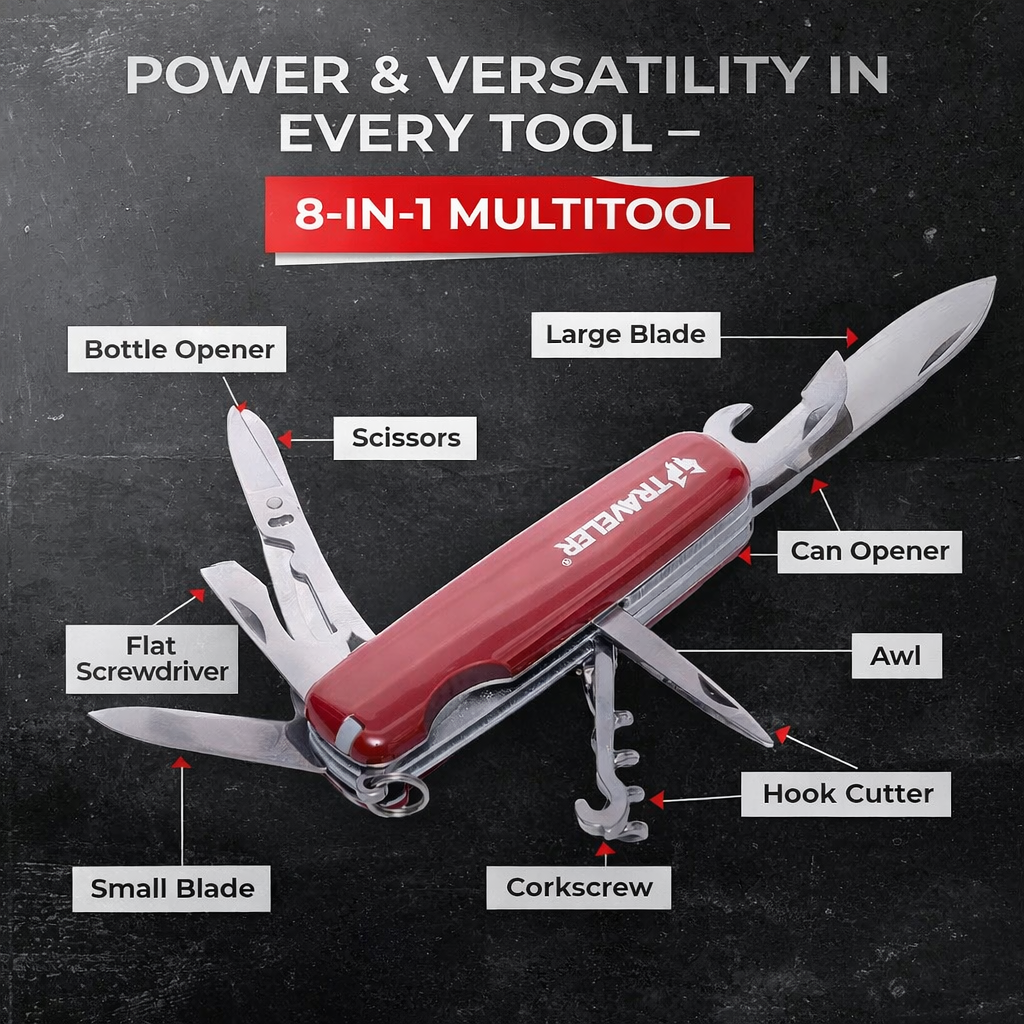 Traveller Multitool Folding Pocket Tool | Stainless Steel | Camping, Hiking & Everyday Carry | The Adventure Hut