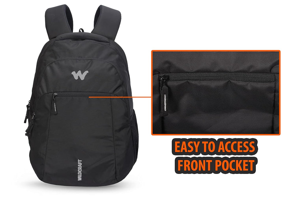 Wildcraft 28Ltrs laptop Casual Backpack (20006-BLACK) - The Adventure Hut
