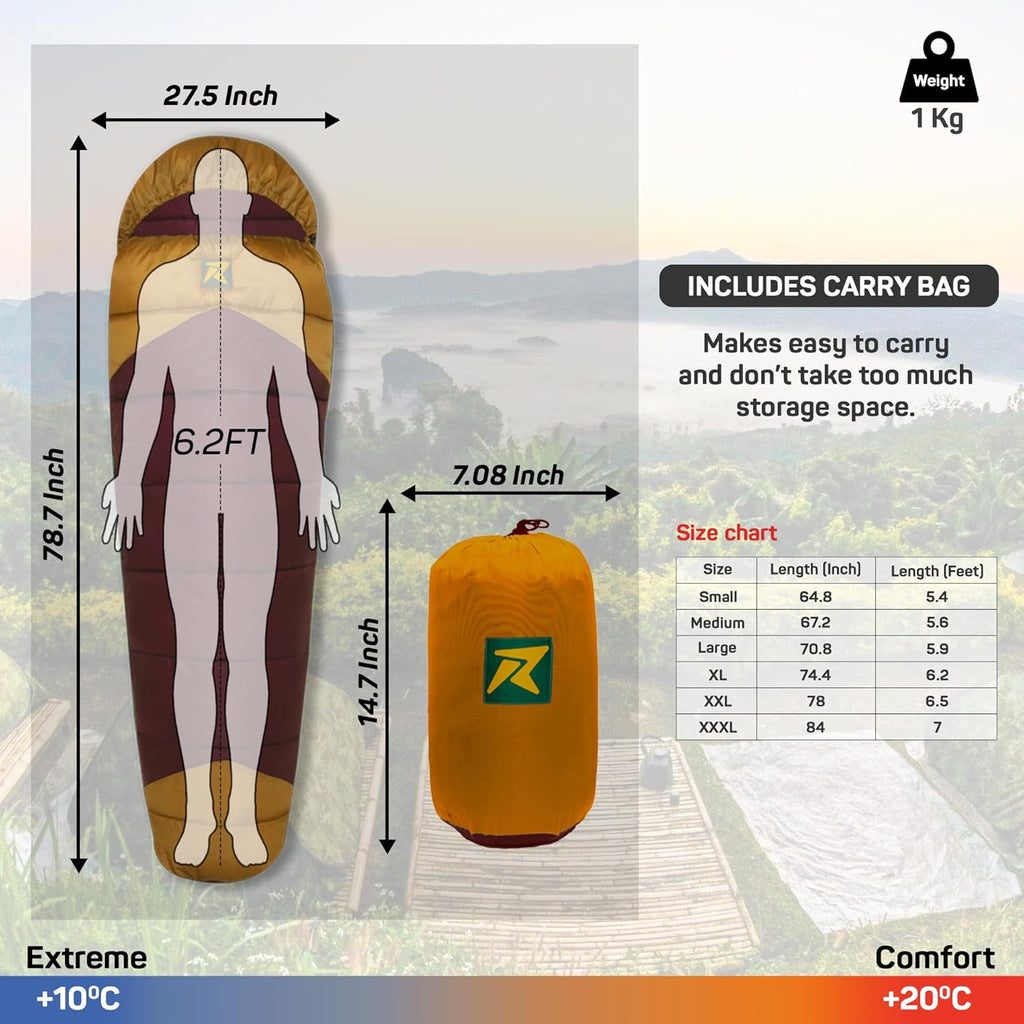 Sleeping Bag Camplite +10°C to +20°C (Brown/Maroon) - The Adventure Hut