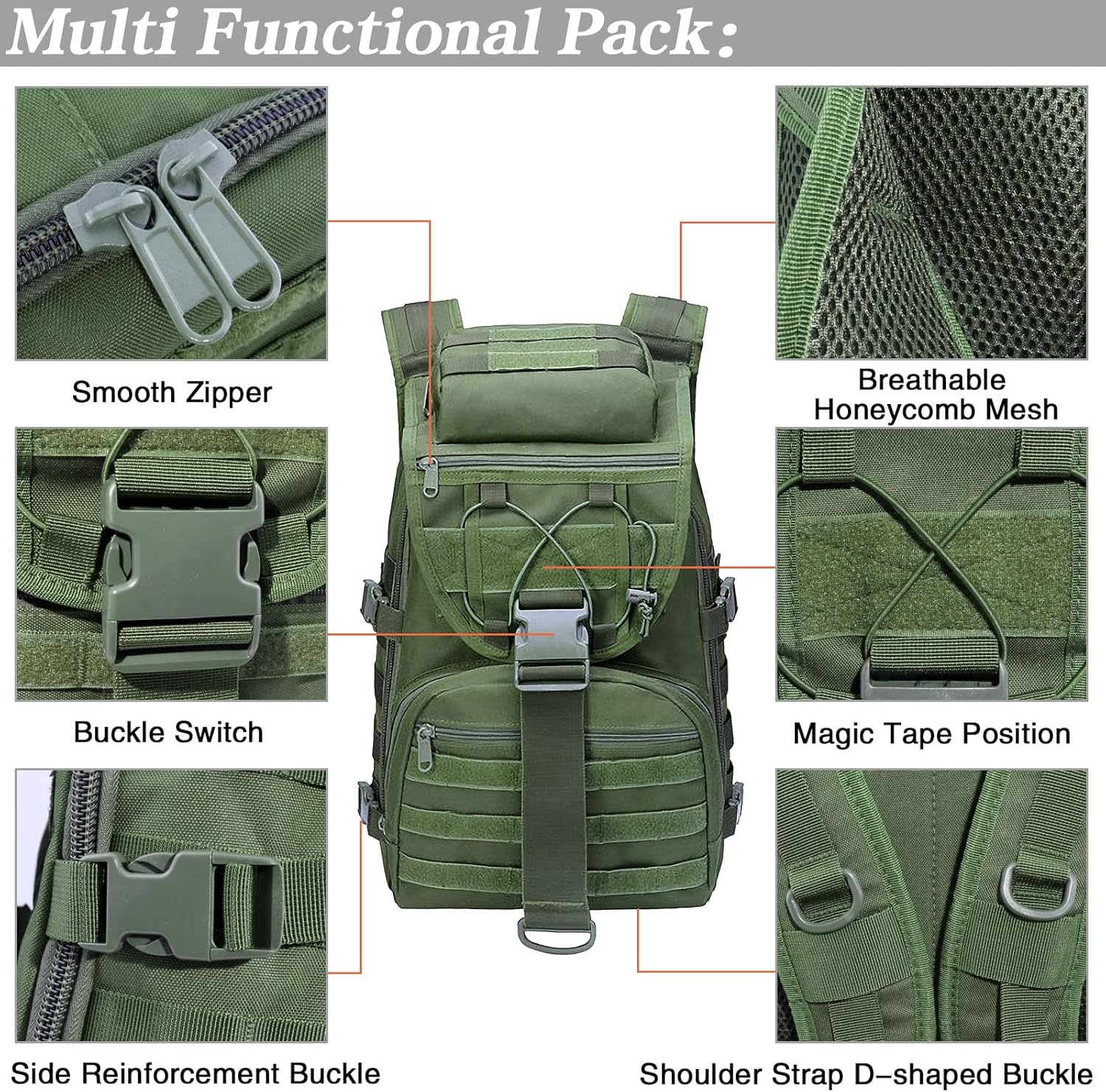 Military Tactical Backpack for Men Women 35L Hiking Trekking Rucksack 3 Day Molle Assault Pack [Tactical-05]