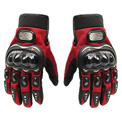 Pro-Biker Tactical Knuckle Riding Gloves (Red) - The Adventure Hut