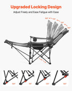 Reclining Camping Chair, 4 Adjustable Positions, Portable Folding Lounger for Adults - Grey | THE ADVENTURE HUT