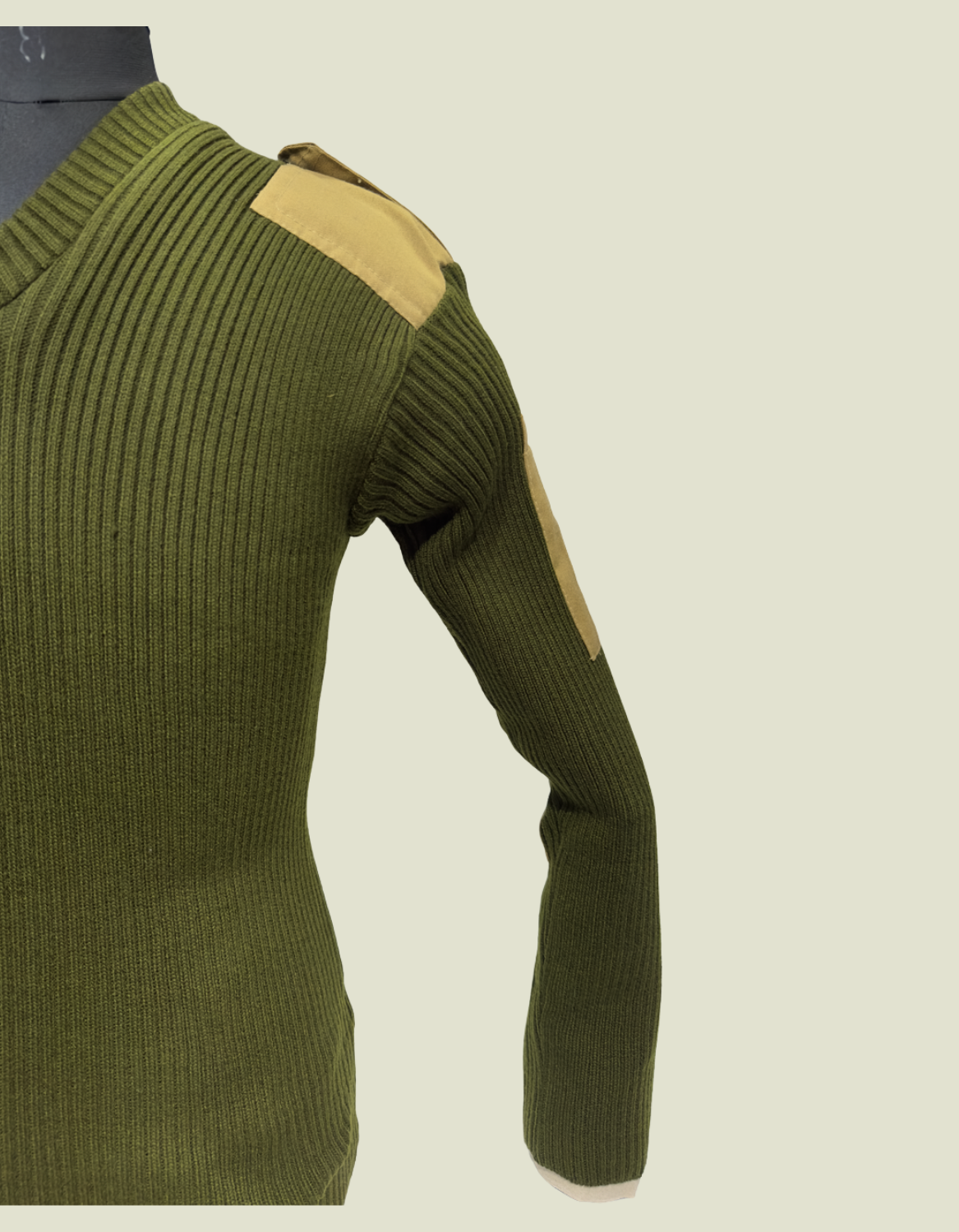 ADVENTURE HUT KHAKHI GREEN NCC Woolen Sweater – V-Neck, Shoulder & Elbow Patch Pullover