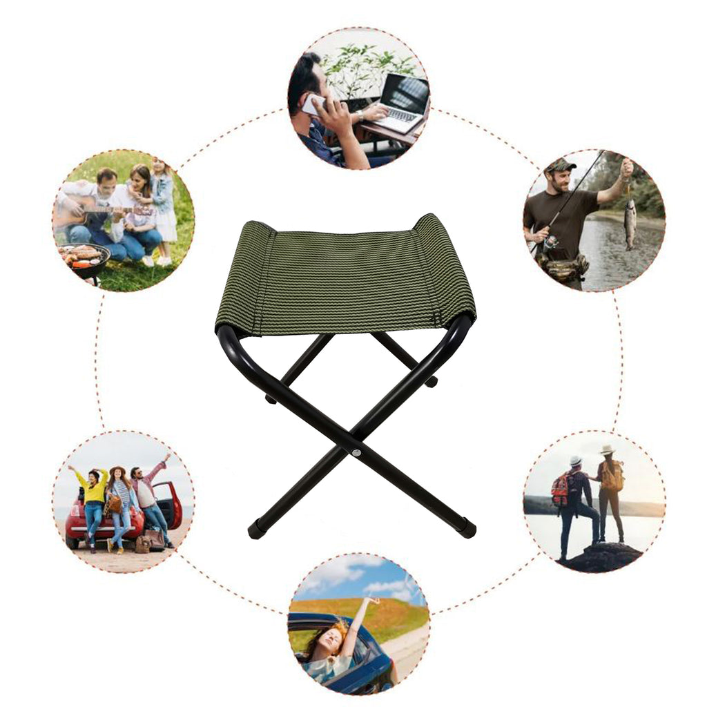 Portable Folding Camping Stool – Lightweight Outdoor Travel Chair with Strong Metal Frame & Durable Fabric Seat for Hiking, Fishing & Garden Use