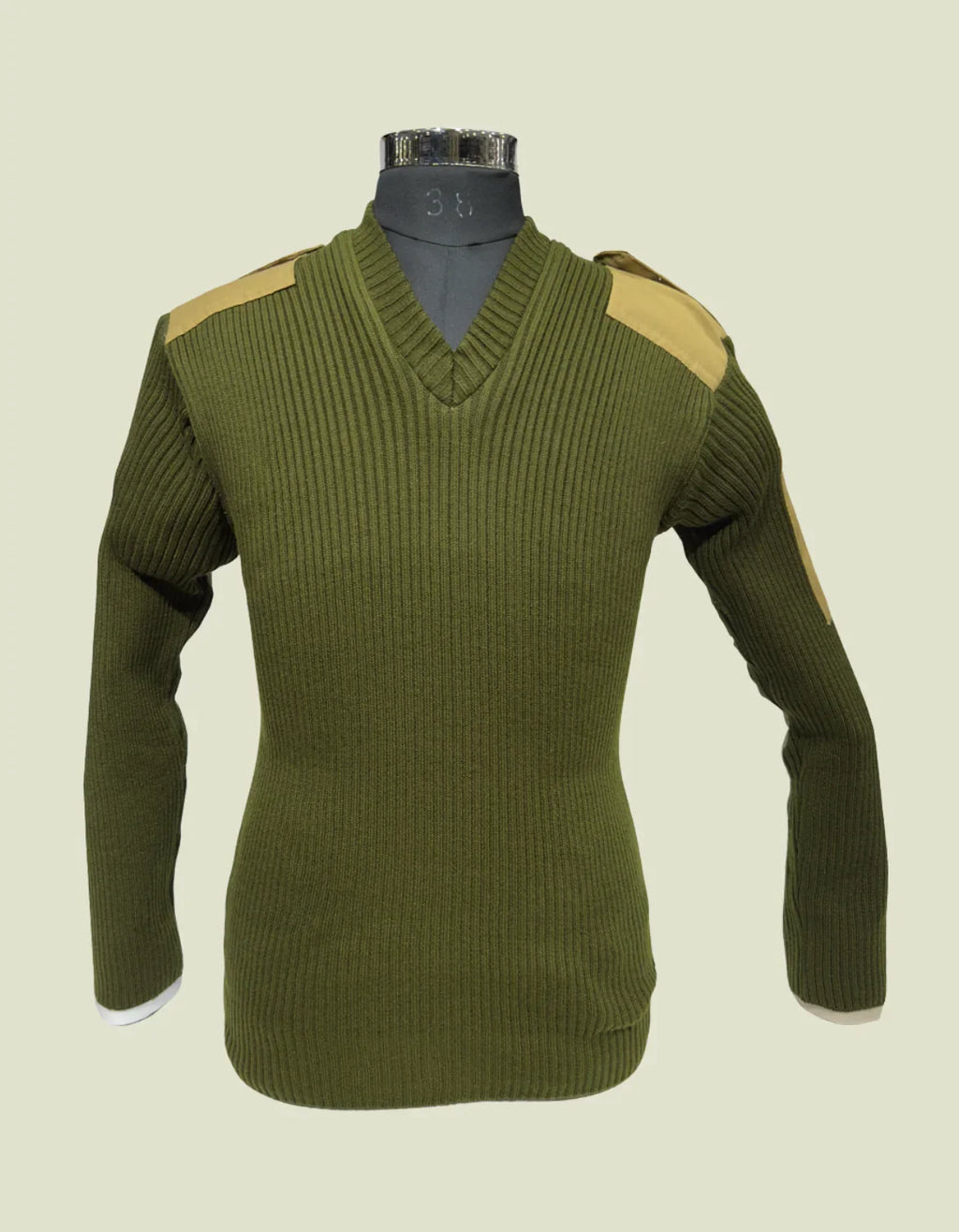 Army Green NCC Woolen Sweater Military Style V-Neck Pullover