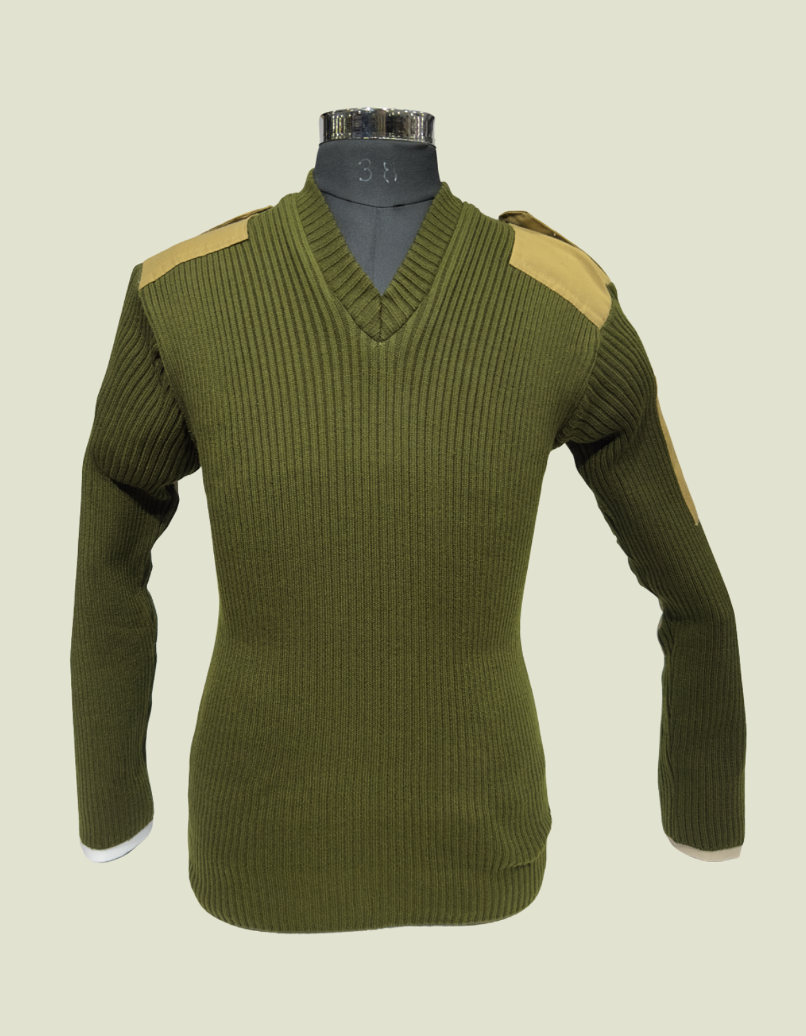 ADVENTURE HUT KHAKHI GREEN NCC Woolen Sweater – V-Neck, Shoulder & Elbow Patch Pullover