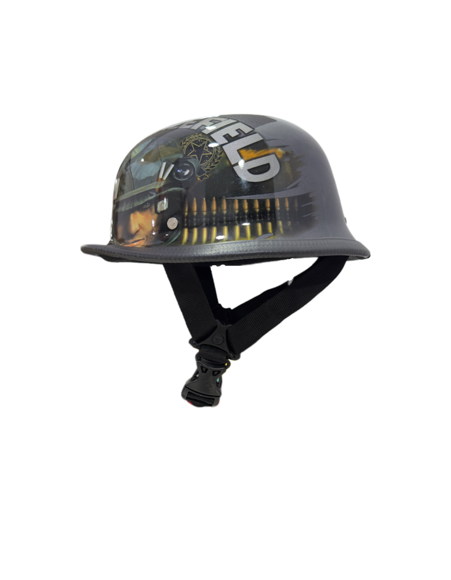 Battlefield Printed German Style Half Helmet – Graphic Motorcycle Cruiser Helmet with Retro Design