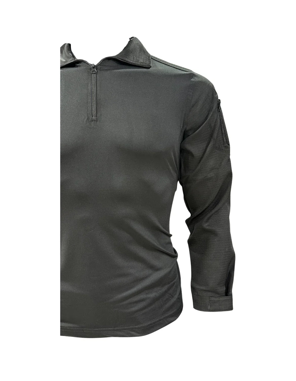 Adventure Hut 2-Pocket Tactical Combat Shirt – Black (Quick Dry, Zip-Lock Sleeves, Arm Pockets with Velcro)