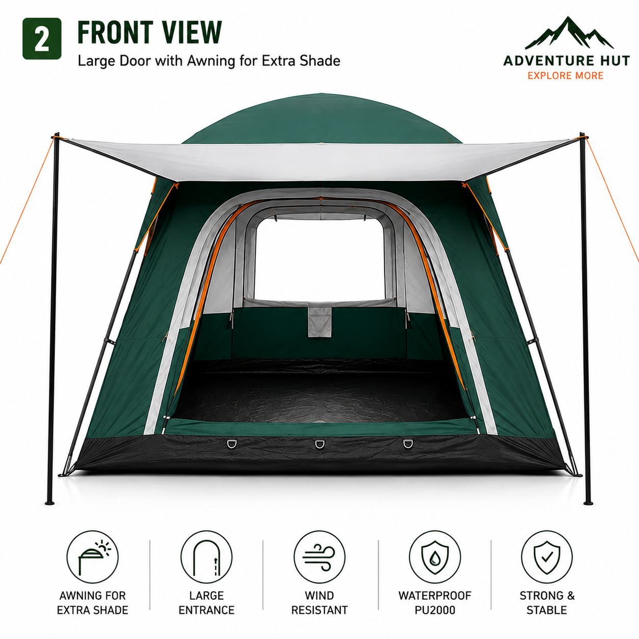 Adventure Hut 4-6 Person Waterproof Family Camping Dome Tent