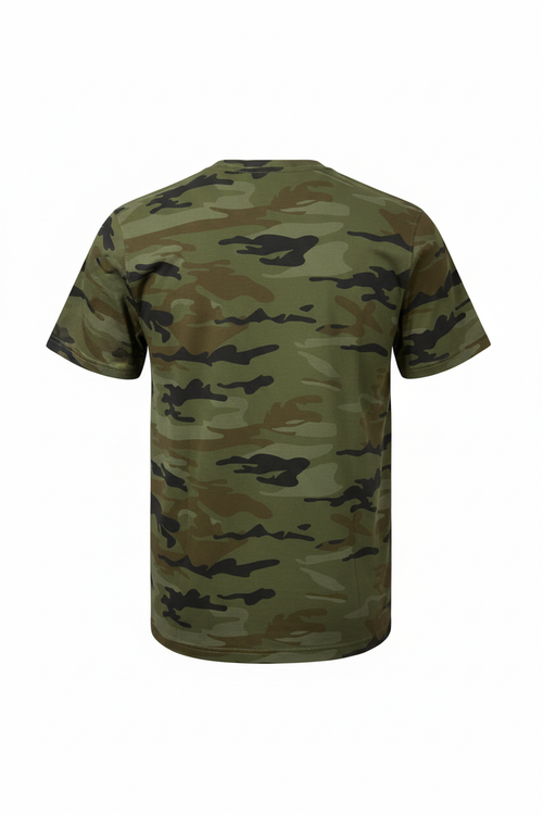 Camouflage t-shirt on a white background