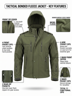The Adventure Hut Tactical Bonded Fleece Jacket – Army Green