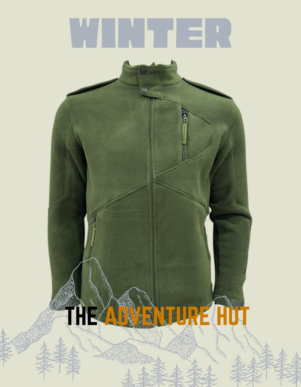 Army Green Heavy Fleece Jacket Close 5 Zip with Rank Flaps – The Adventure Hut