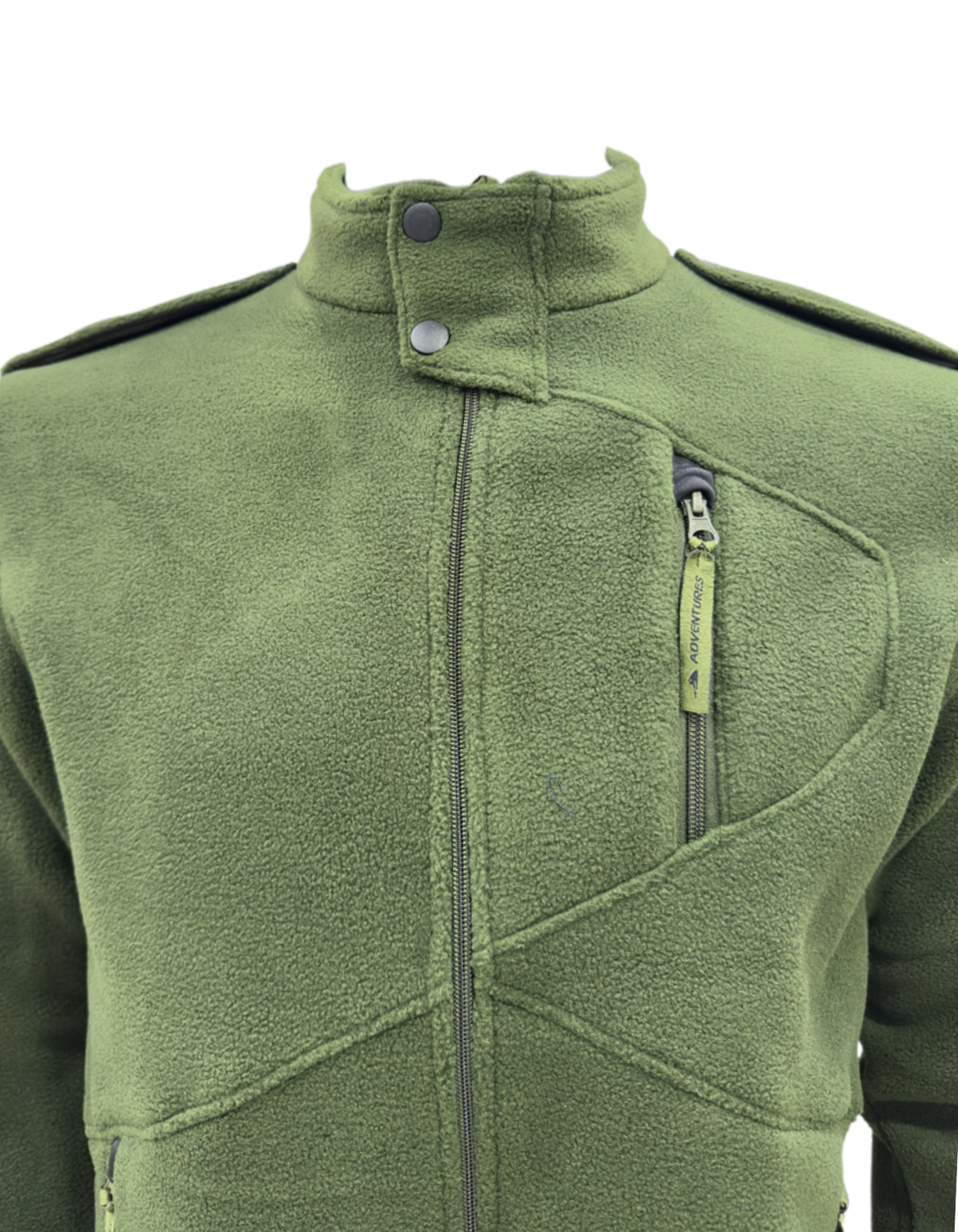 Army Green Heavy Fleece Jacket Close 5 Zip with Rank Flaps – The Adventure Hut