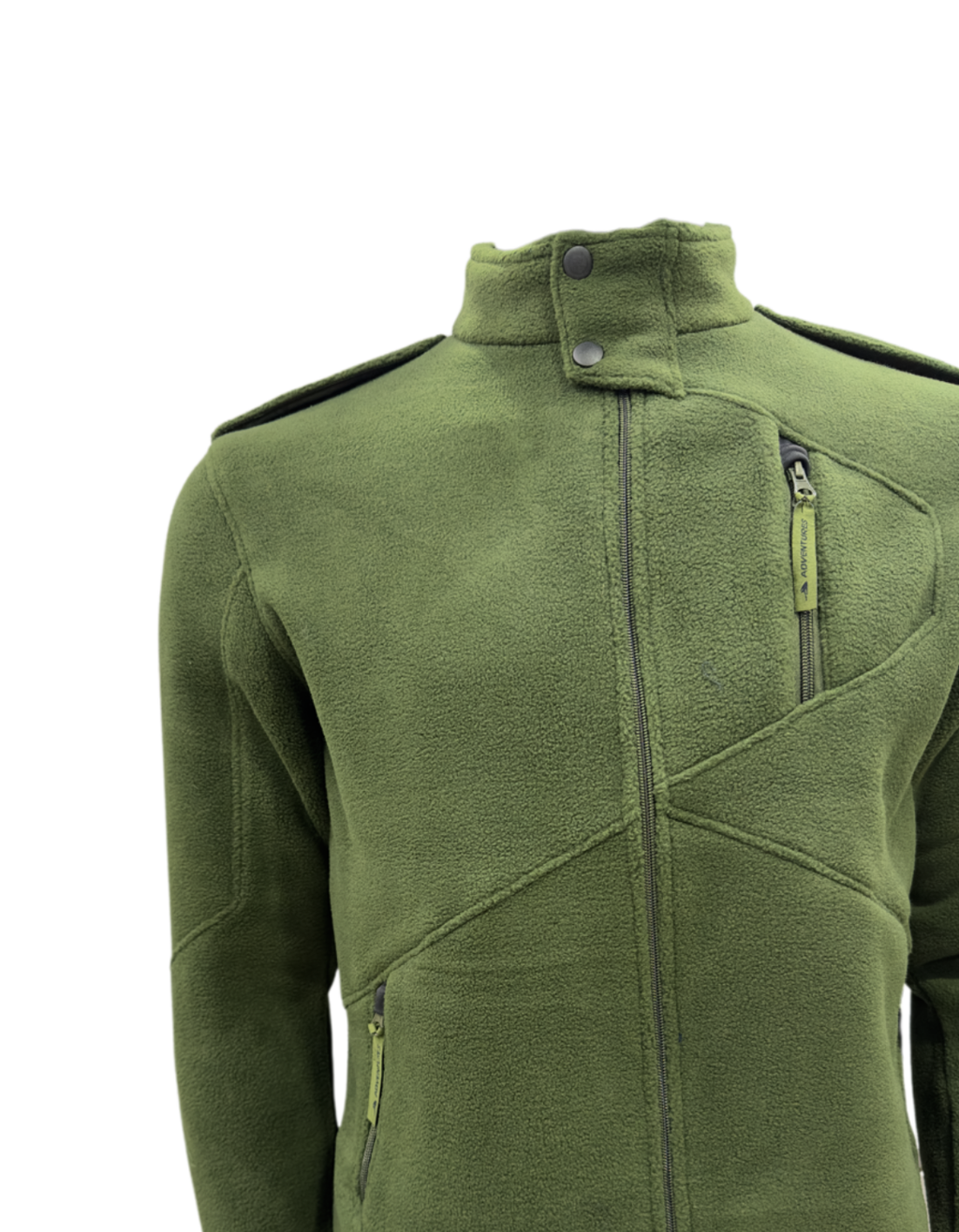 Army Green Heavy Fleece Jacket Close 5 Zip with Rank Flaps – The Adventure Hut