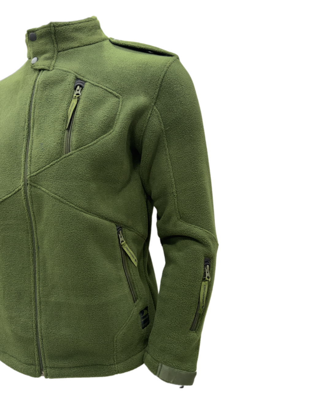 Army Green Heavy Fleece Jacket Close 5 Zip with Rank Flaps – The Adventure Hut