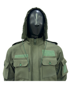 Army winter jacket close-up – double flap wind stopper