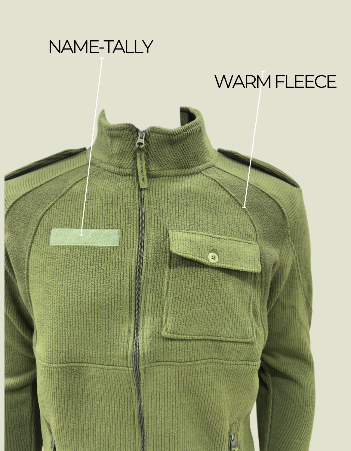 Army Corduroy HEAVY Fleece Jacket with Rank Flap & Utility Pockets | The Adventure Hut