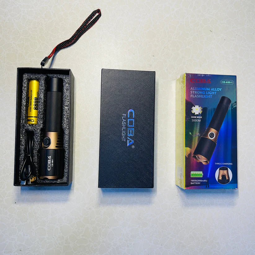 COBA CB-A99-1 Tactical Flashlight – 30W Rechargeable LED | The Adventure Hut