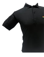 Tactical Black Polo T-Shirt – Indian Flag Patch Synthetic Combat Wear | The Adventure Hut