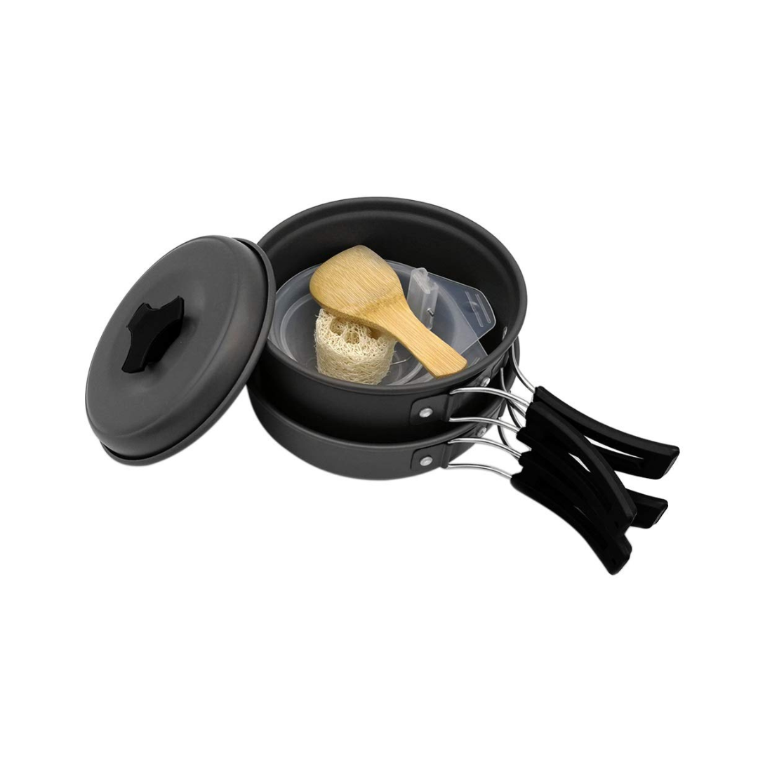 The Adventure Hut 8-Piece Camping Cookware Set | Lightweight Aluminum for Backpacking & Picnics