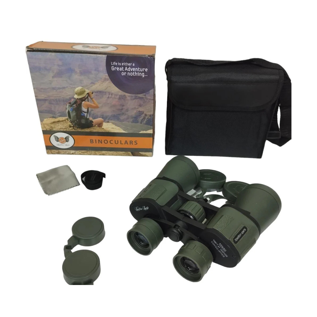 The Adventure Hut  Binoculars | Lightweight Tactical Green for Outdoor Adventures [10x50-GREEN]