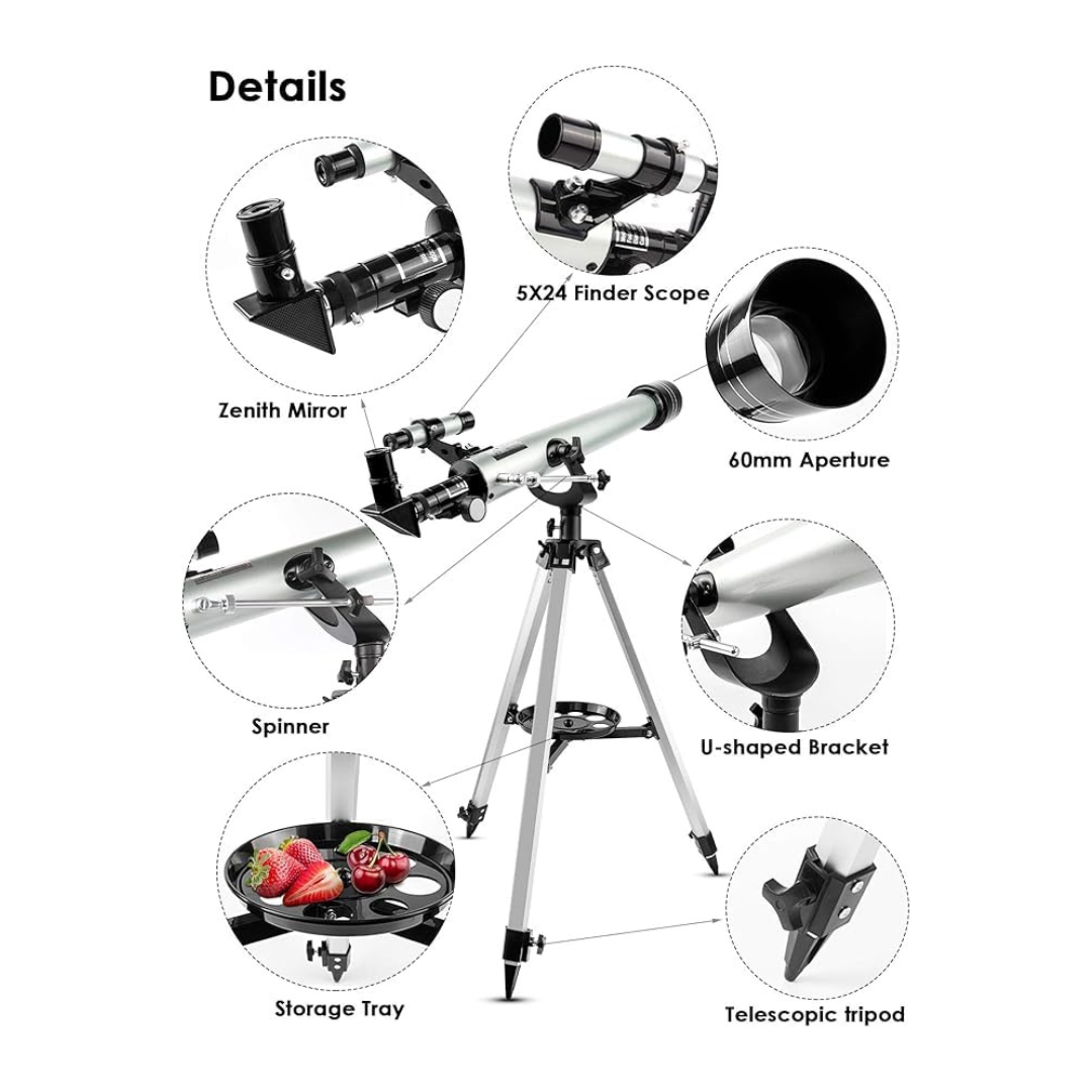 Refractor Starwatcher Telescope 525X HD Zoom Refractor Telescope | with Phone Holder & Adjustable Tripod | Powerful Telescope(F70060)