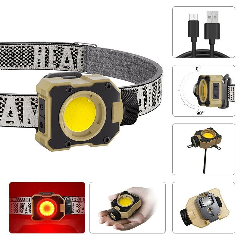 Multifunctional Magnetic COB Headlamp | 90° Adjustable, Type-C Rechargeable & Red Light | The Adventure Hut