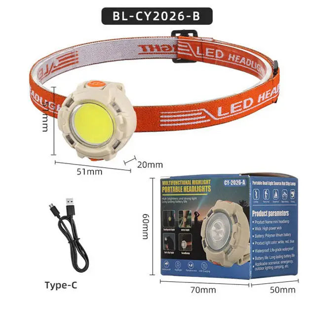 CY2026A Lightweight Rechargeable LED Headlamp for Running, Hiking, Camping & Emergency Backup - The Adventure Hut