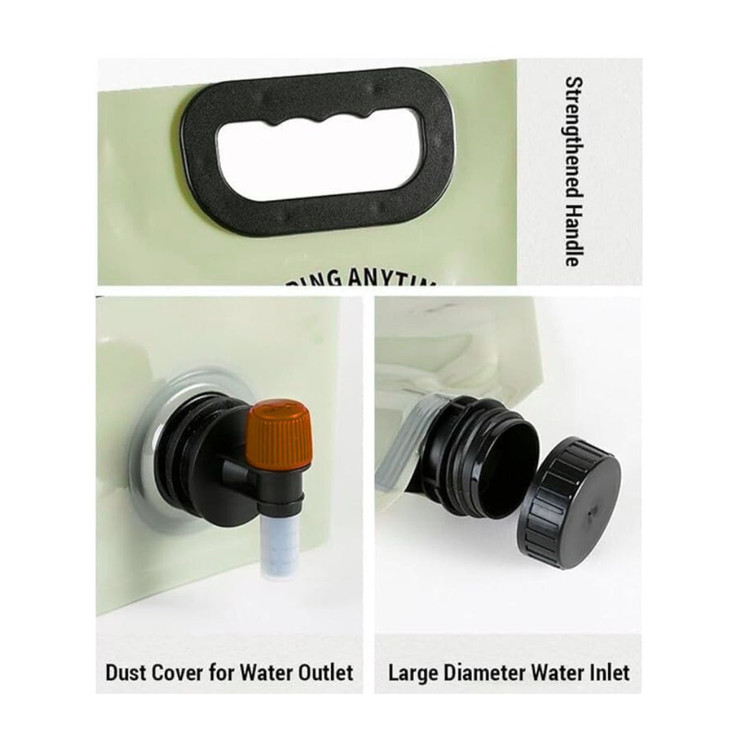 8L Portable Camping Water Bag with Tap – Foldable Hiking & Outdoor Water Storage Container.