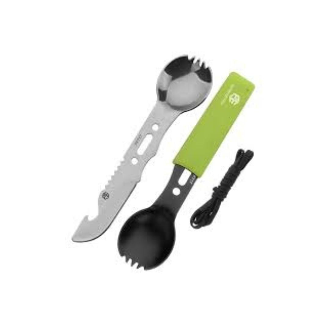 Multifunctional Camping Spork with Whistle Cover - Heavy Duty, Combination of Various Essential Tools