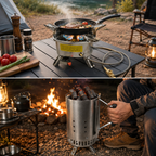 Portable 4 Burner Camping Gas Stove with Braided Hose & Butane Converter