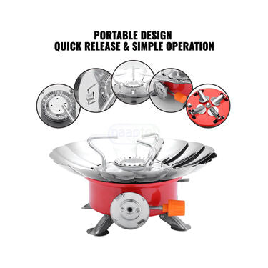Portable Windproof Camping Stove | Foldable Mini Gas Burner for Outdoor Cooking