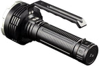 Black flashlight with visible brand logo on a white background