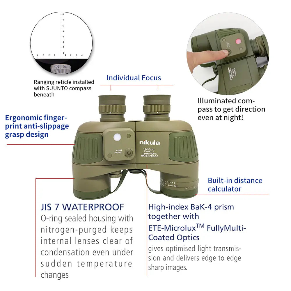 High Definition Binoculars Green Outdoor Waterproof Fog-proof Thermal Telescope Binoculars - The Adventure Hut