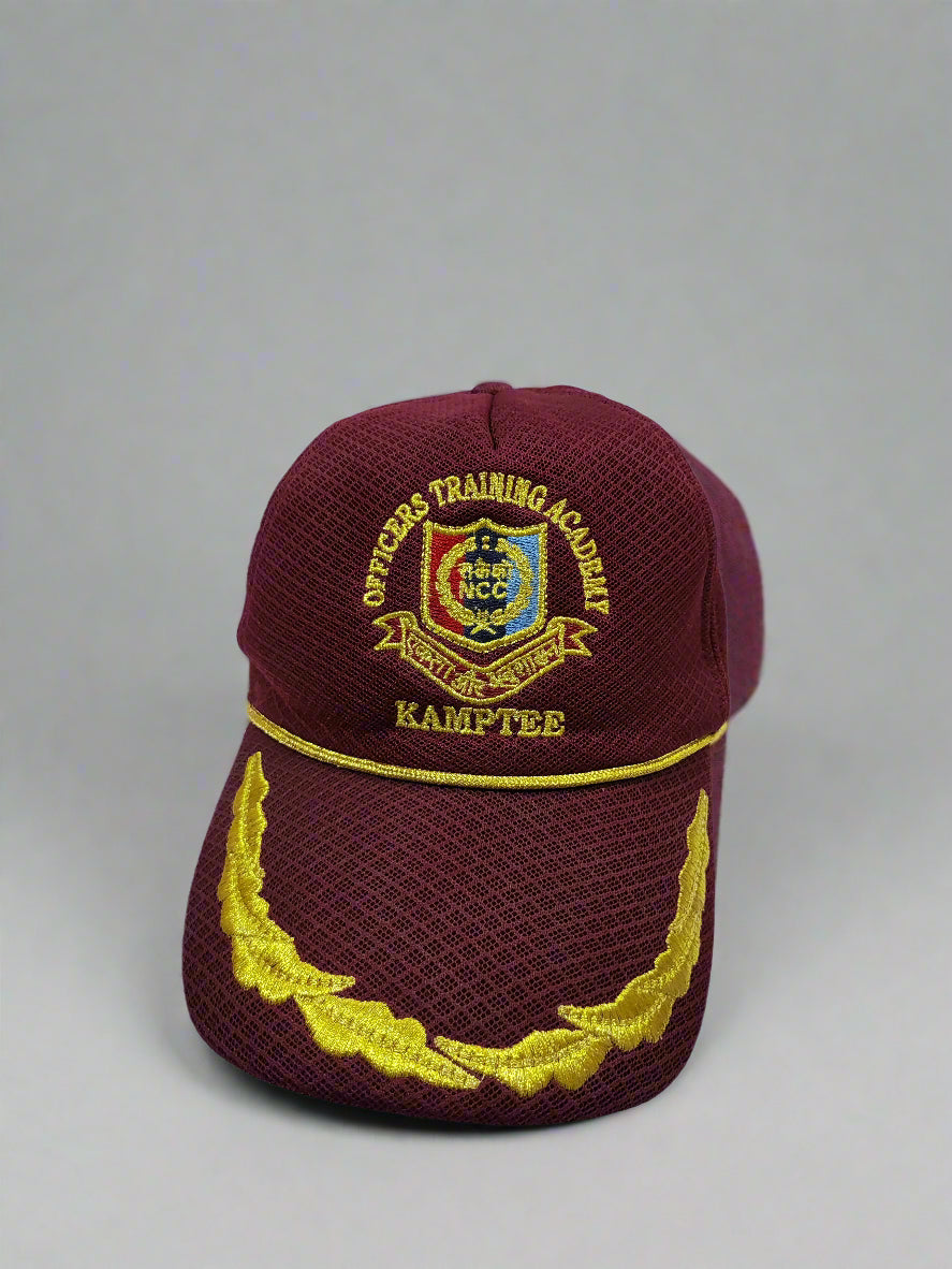 MAROON OTA CAP IMP NETTED JARI EMBROIDERY PEAK