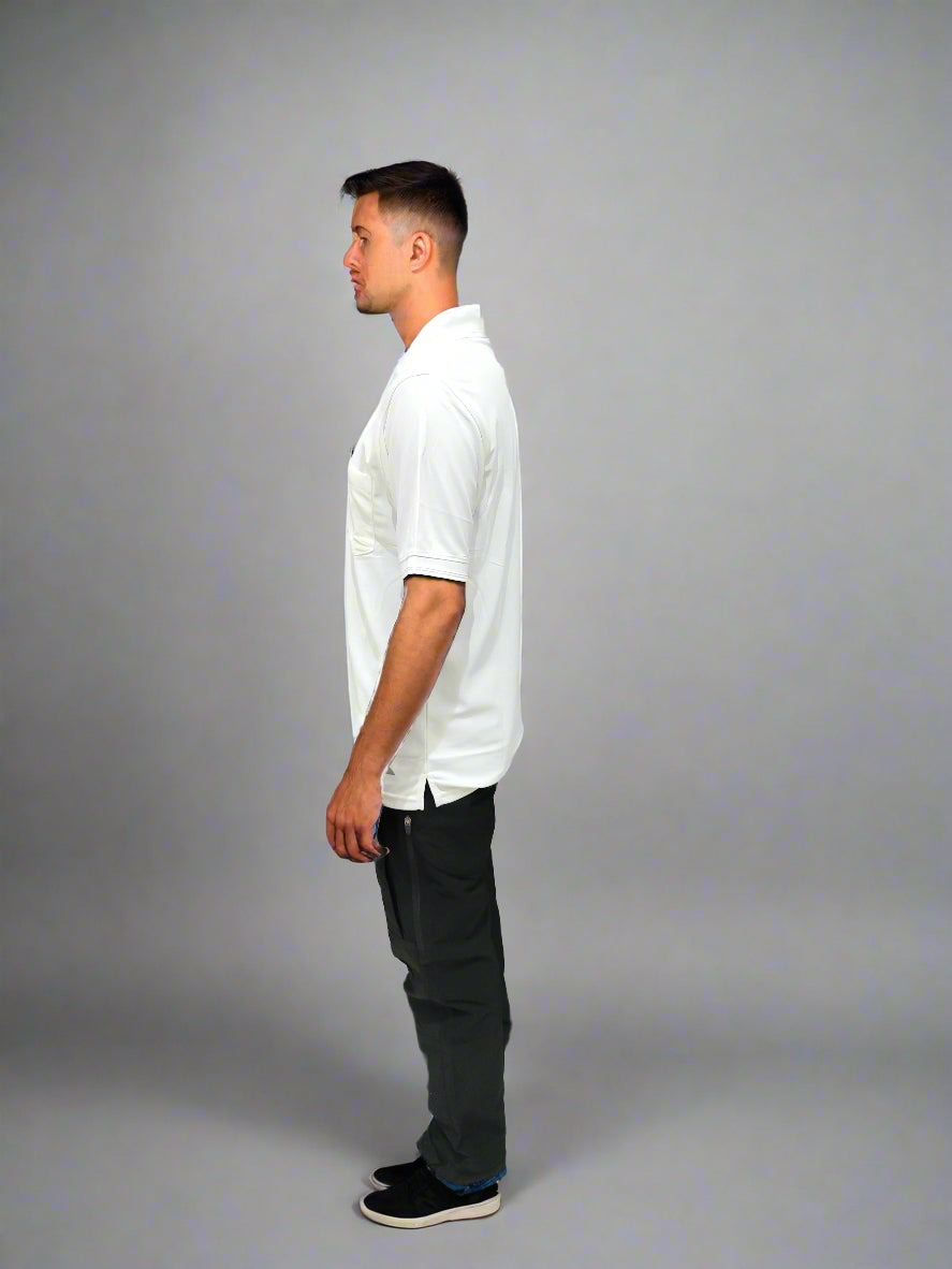 ADVENTURE HUT White Collared Adventure T-Shirt – Classic Polo-Style Comfort for Everyday Wear