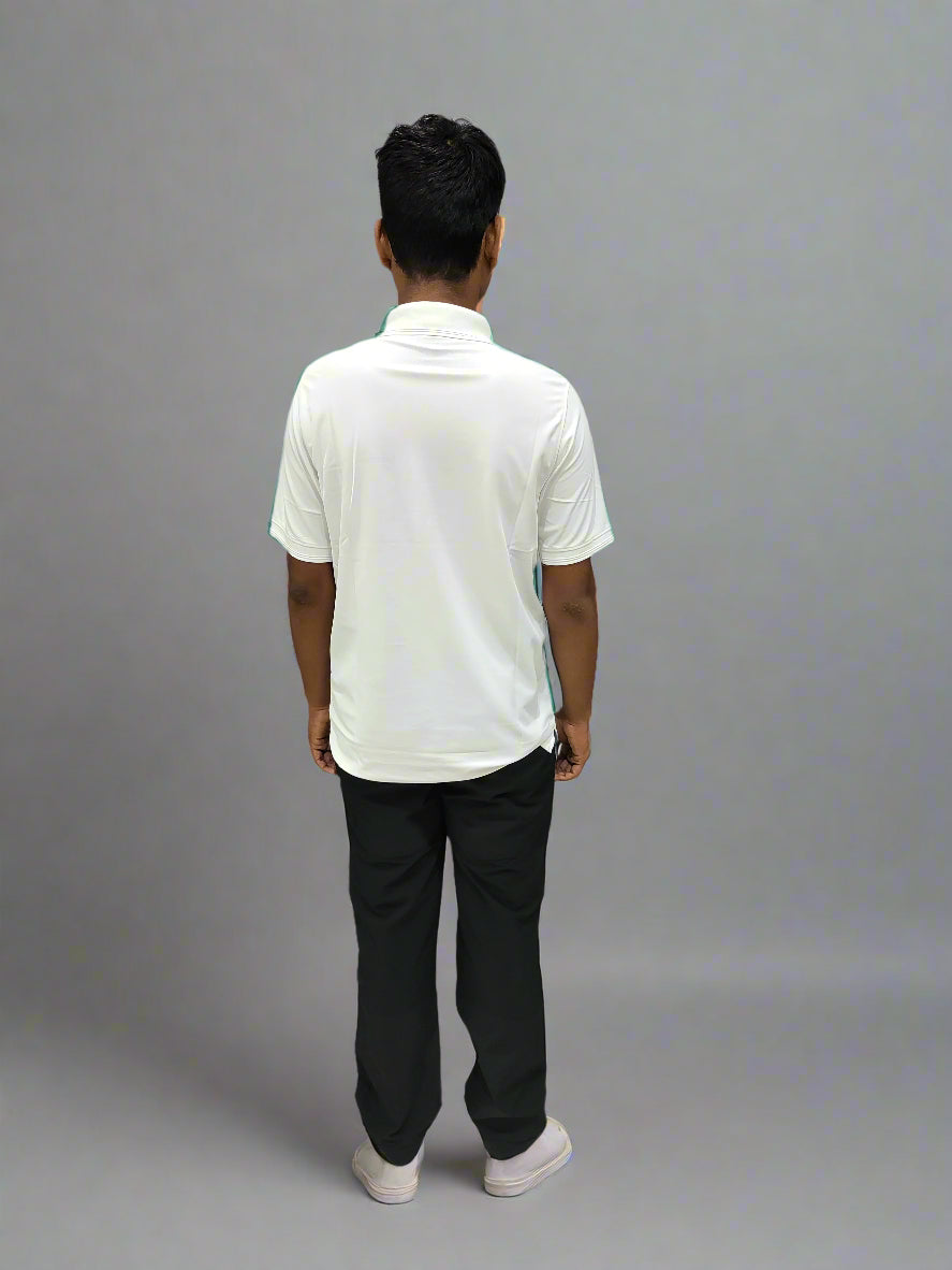 ADVENTURE HUT White Collared Adventure T-Shirt – Classic Polo-Style Comfort for Everyday Wear