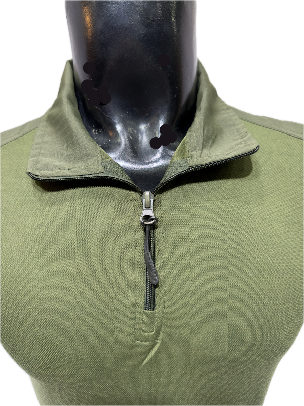 Green jacket with a zipper pocket on a white background