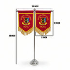T STAND SS WITH TWO T FLAG ZARI GOLDEN EMBROIDERY ON RED BLAZER CLOTH