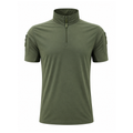 Men's Tactical Combat Shirt – Short Sleeve Half Zip with Sleeve Pockets | Olive Green