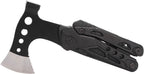 Black multi-tool with axe head on a white background