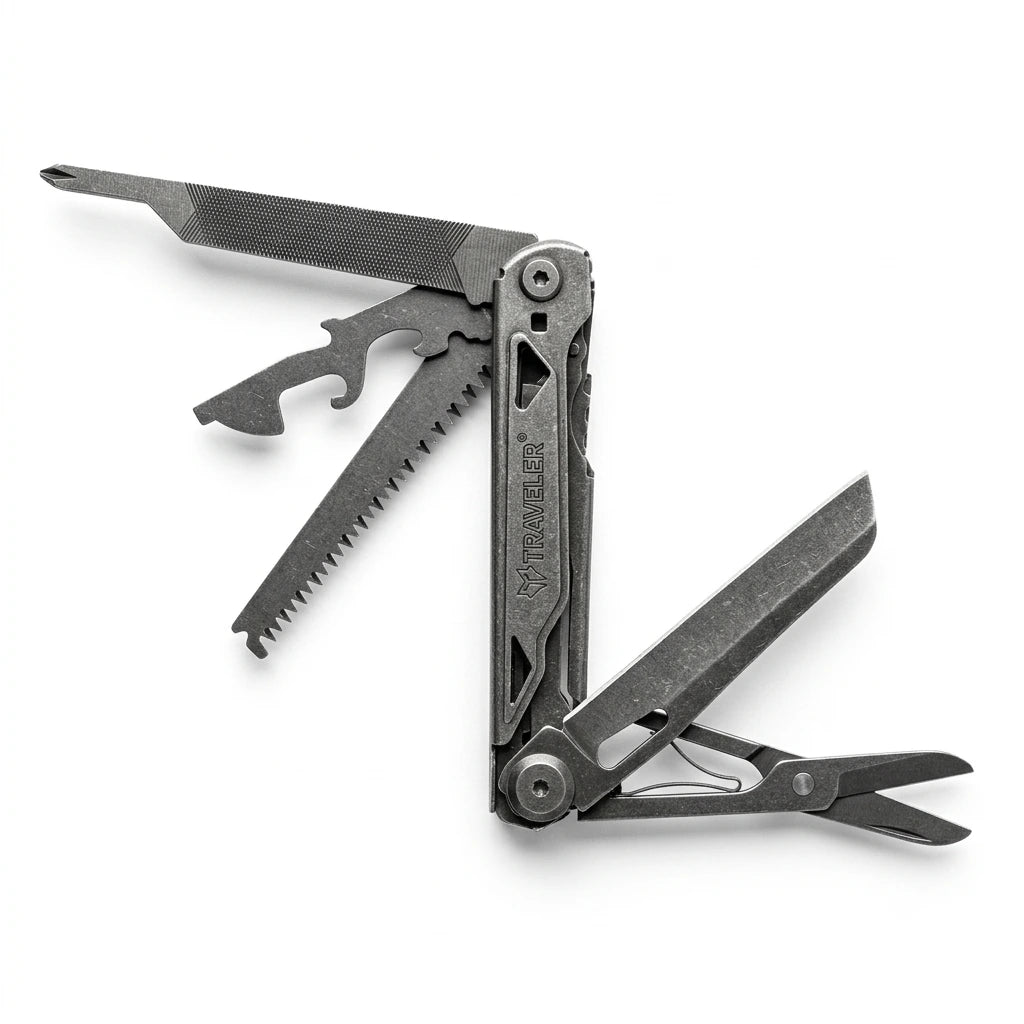 Multitool Traveler –12-In-1 (440) The Ultimate All-in-One Pocket Tool |The Adventure Hut