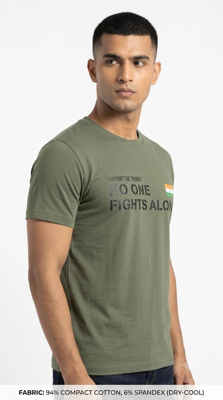Olive Green No One Fights Alone T-Shirt – Tactical Adventures Tee | The Adventure Hut