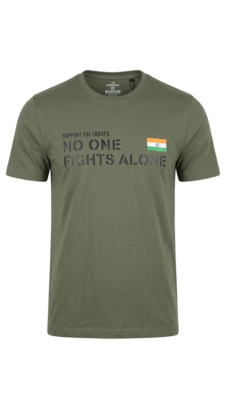 Olive Green No One Fights Alone T-Shirt – Tactical Adventures Tee | The Adventure Hut