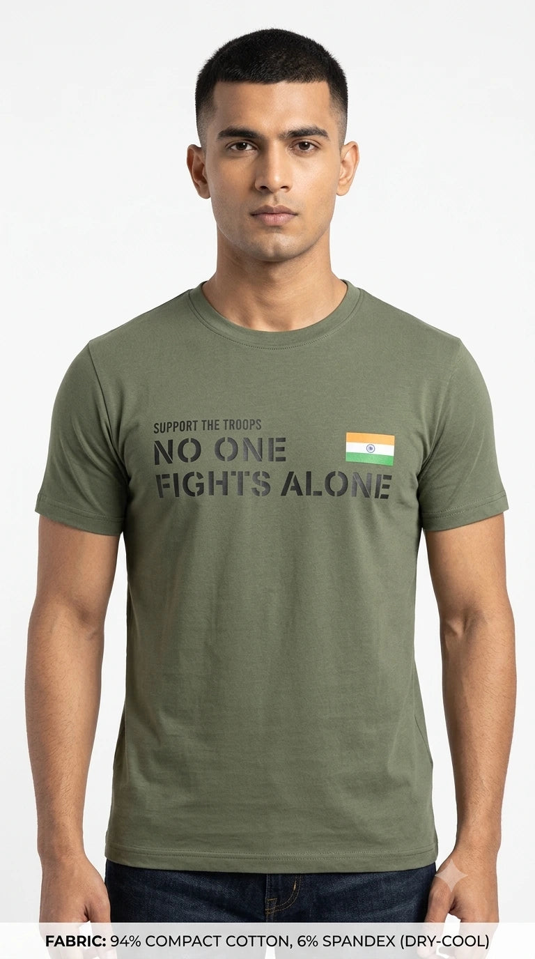 Olive Green No One Fights Alone T-Shirt – Tactical Adventures Tee | The Adventure Hut
