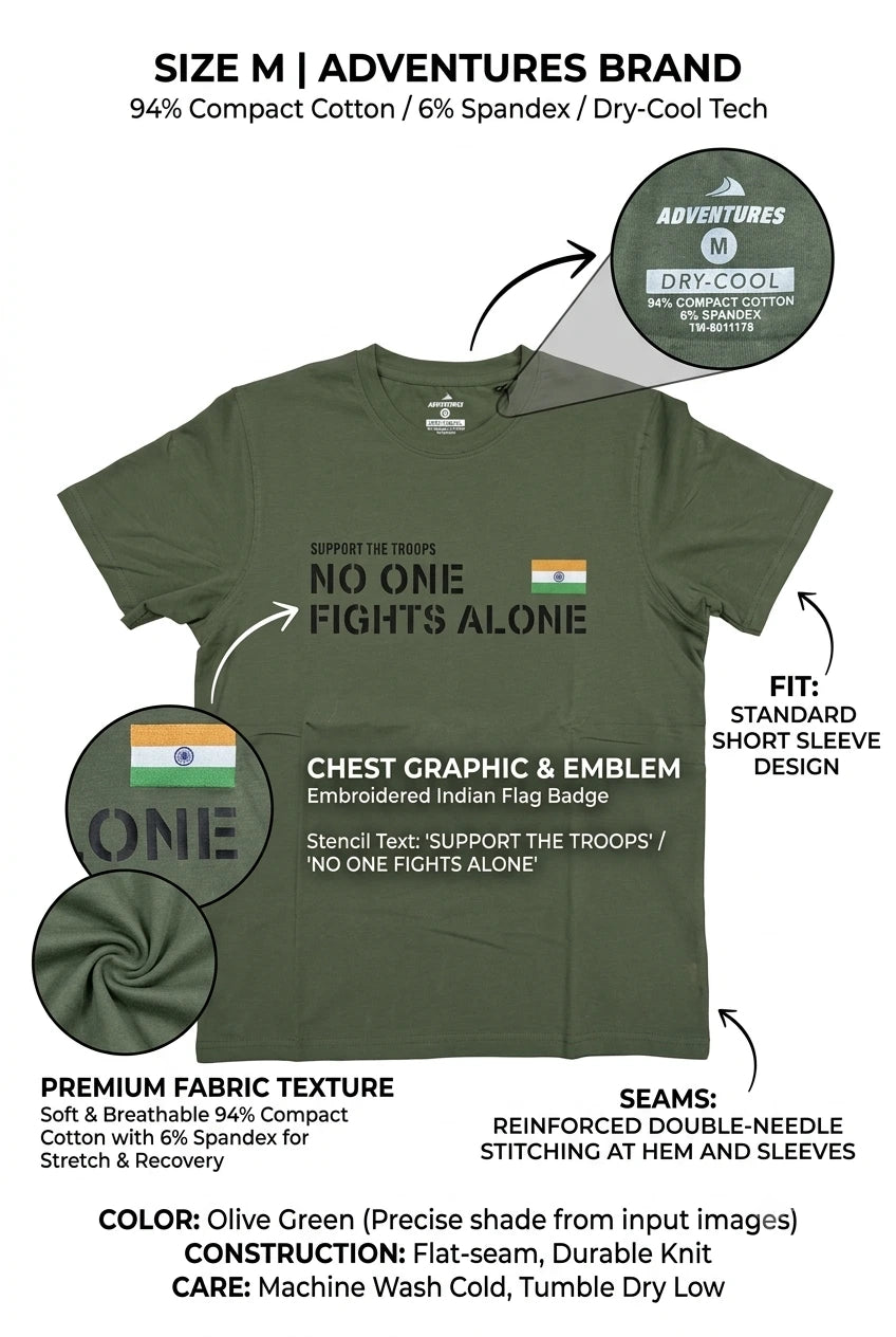 Olive Green No One Fights Alone T-Shirt – Tactical Adventures Tee | The Adventure Hut