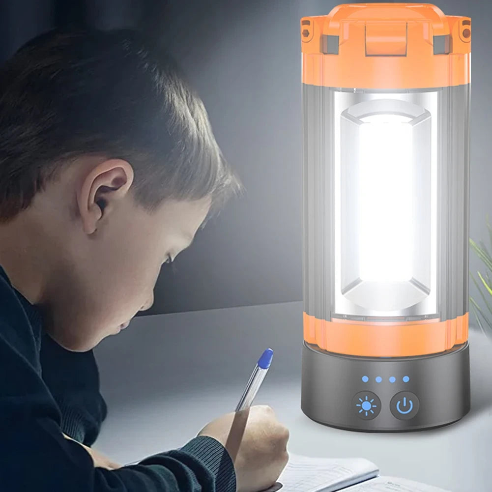 Portable Camping Light with Stand – 6ft Tripod, 3 LED Heads, 2500 Lumens Rechargeable