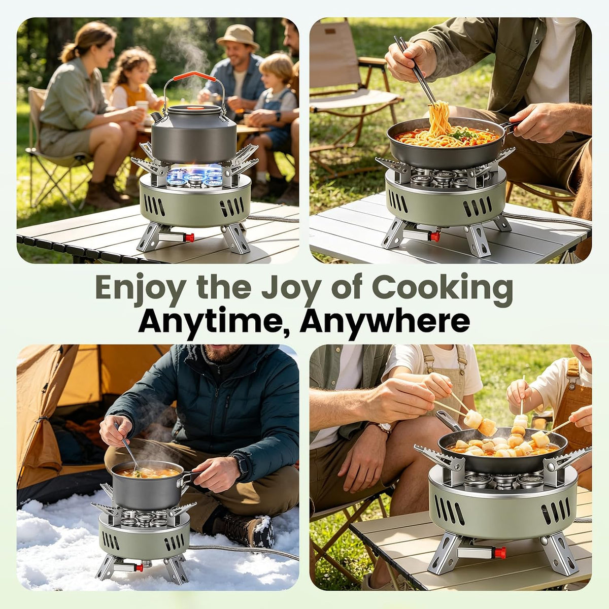 Portable Camping Stove 11000W – Windproof Backpacking Gas Stove with Piezo Ignition & EVA Case