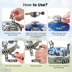 Portable Camping Stove 11000W – Windproof Backpacking Gas Stove with Piezo Ignition & EVA Case
